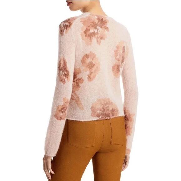 Vince Dahlia Pink & Brown Floral Alpaca Mohair-Blend Sweater MSRP $345 Sz Small - Picture 2 of 13